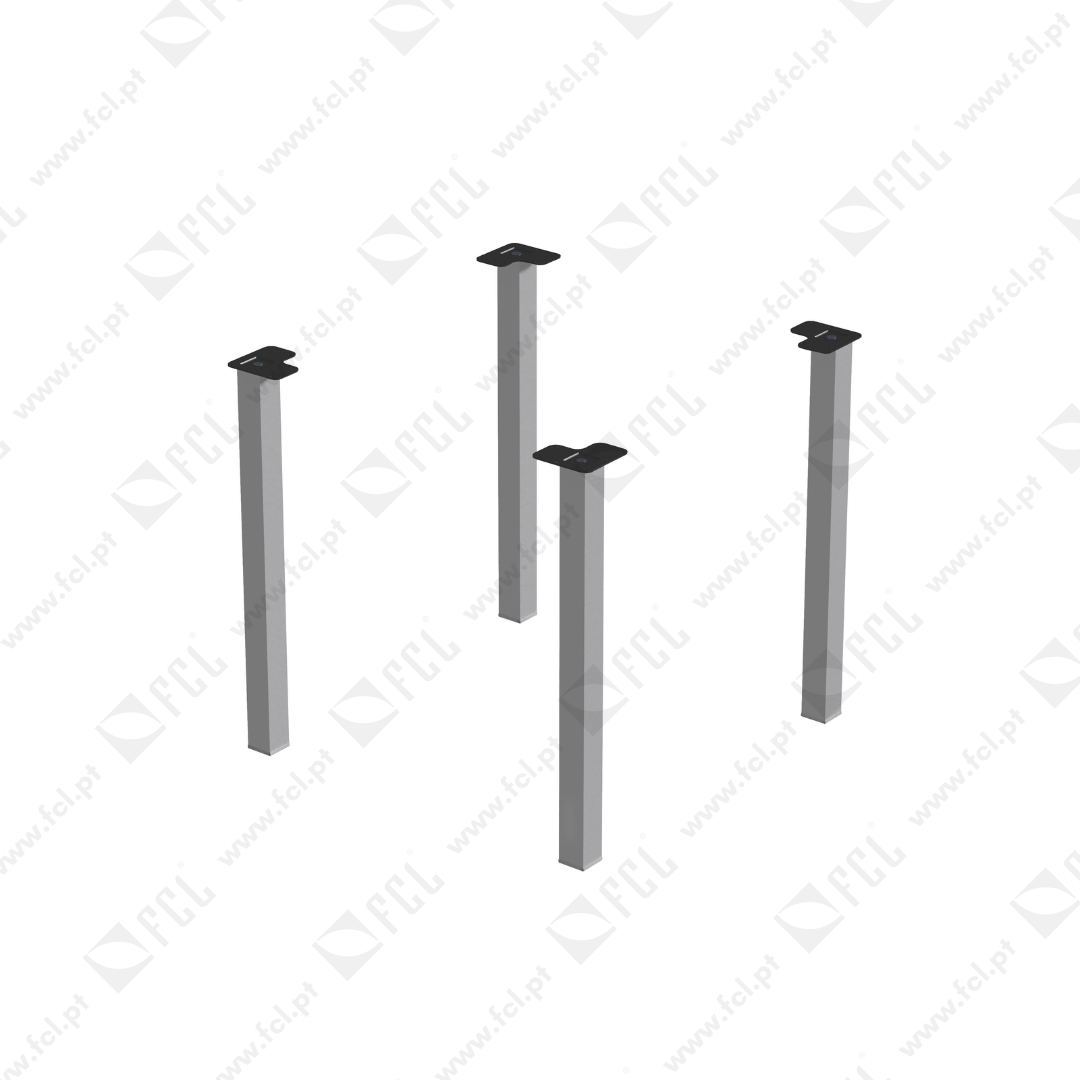 Lote de 4 patas quadradas para mesa 50x50mm Pintado alumínio - FCL