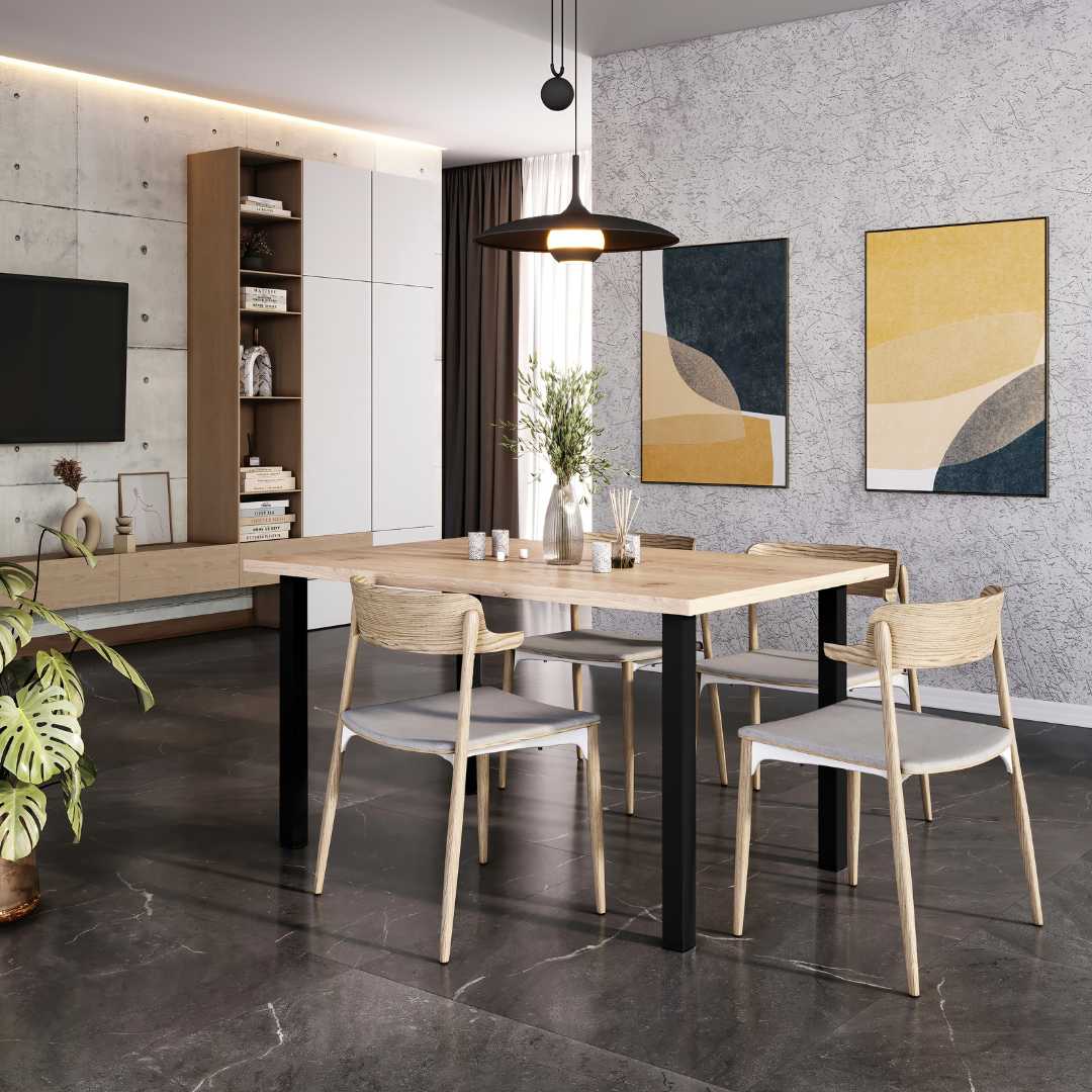 Lote de 4 patas quadradas para mesa 50x50mm Preto - FCL