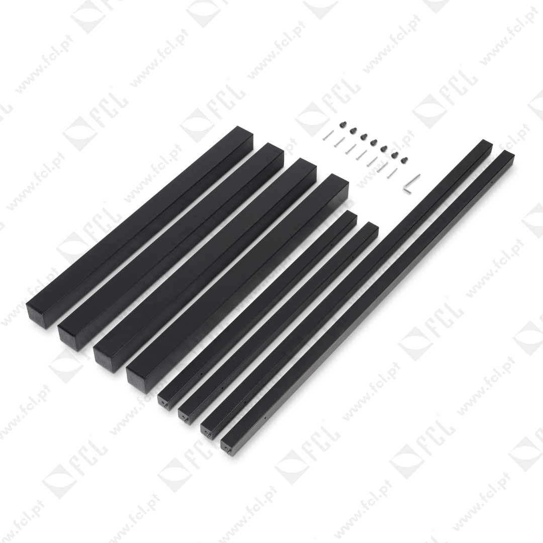 Patas quadradas e estrutura para mesa 50x50mm, 1150x750mm Pintado preto - FCL