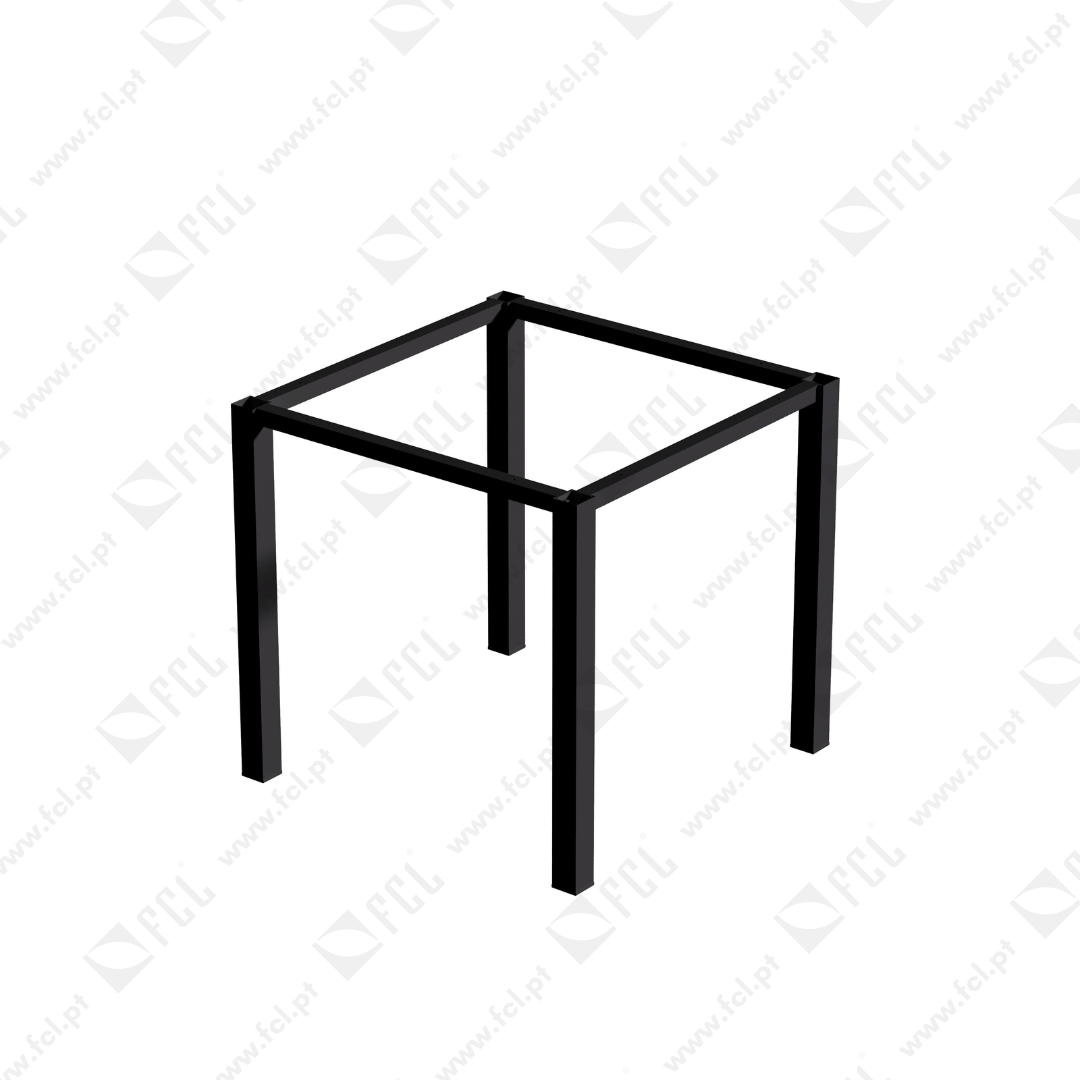 Patas quadradas e estrutura para mesa 50x50mm 750x750mm Pintado preto - FCL