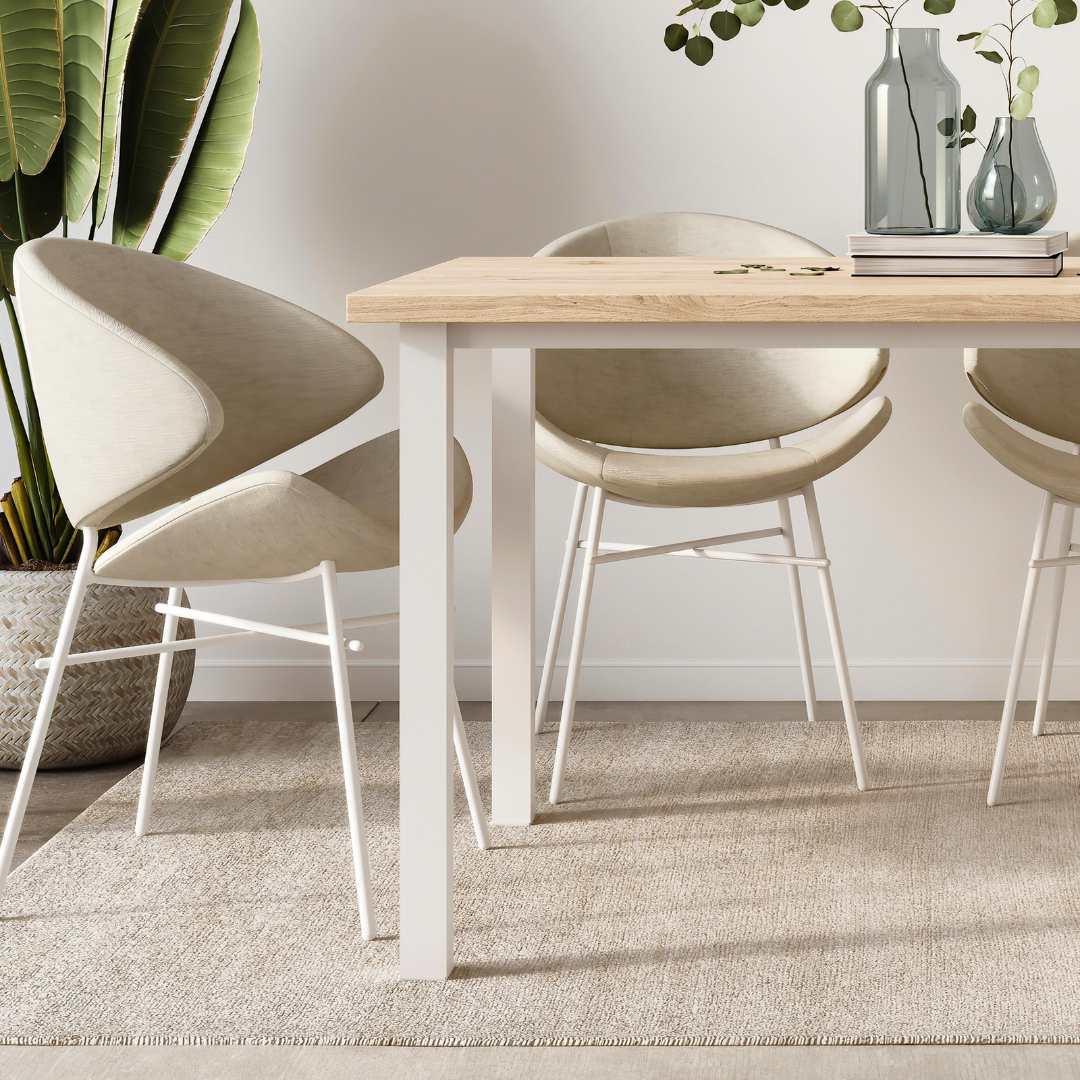 Patas quadradas e estrutura para mesa Pintado branco - FCL