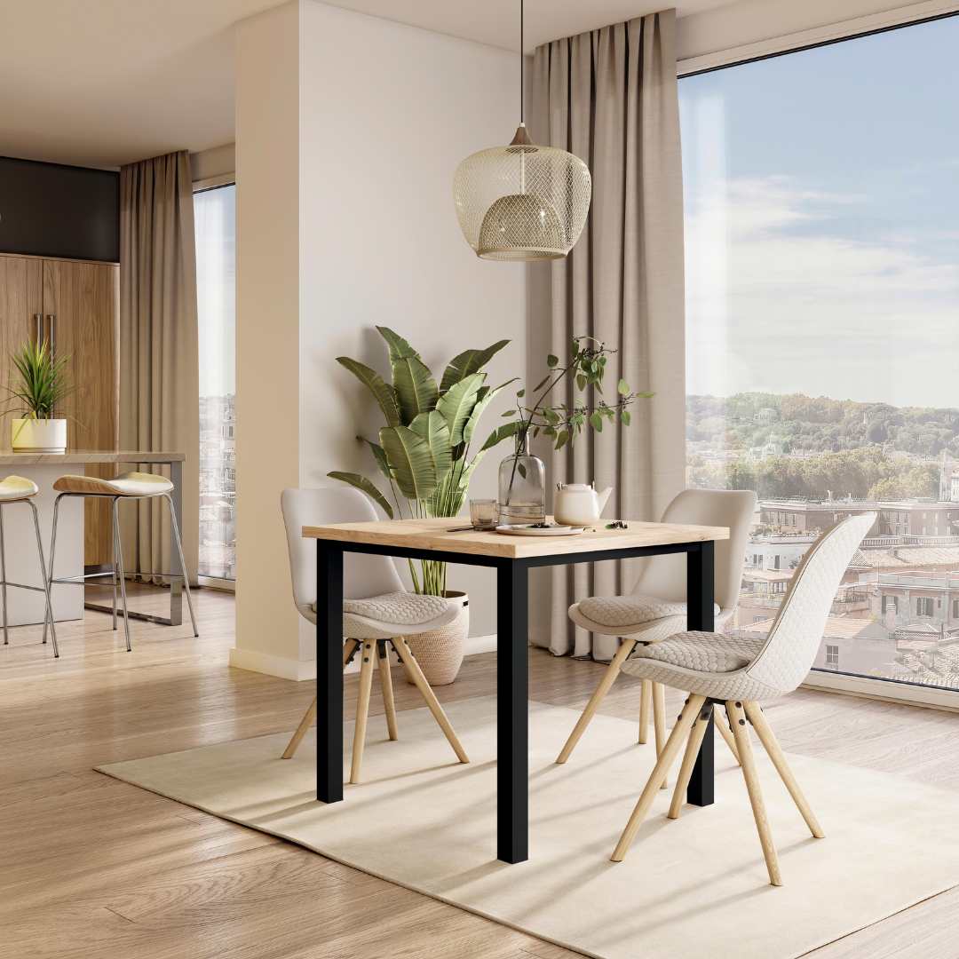 Patas quadradas e estrutura para mesa Pintado preto - FCL