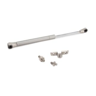Pistões para móvel Thin com engates para portas elevatórias, Pintado níquel mate, Aço e Plástico