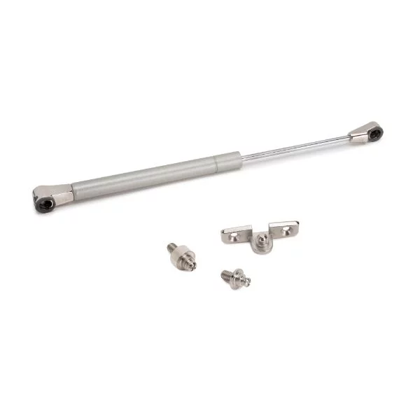 Pistões para móvel Thin com engates para portas elevatórias, Pintado níquel mate, Aço e Plástico