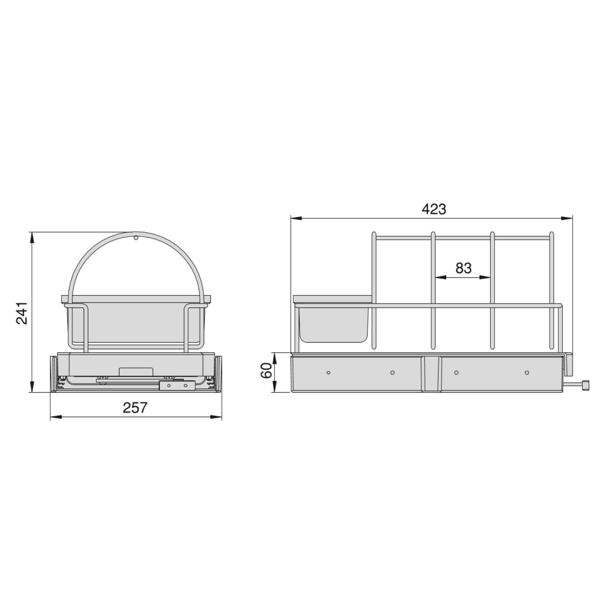 Bandeja para acessórios de cozinha, fixação de fundo e extração manual, Plástico cinza antracite, 1 un - Image 6