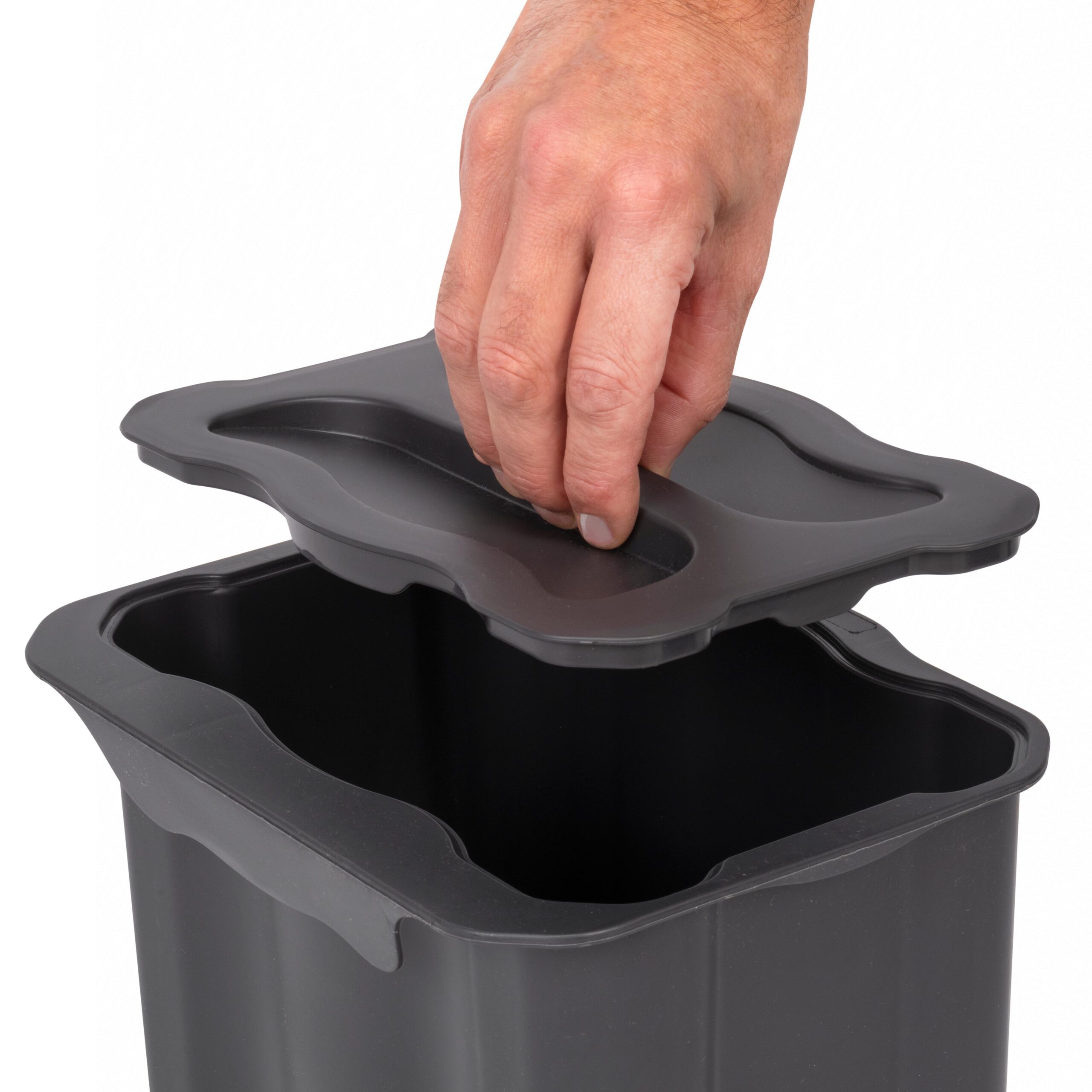 Balde do lixo auxiliar de reciclagem Recycle 5L para cozinha, cinza antracite - Image 3