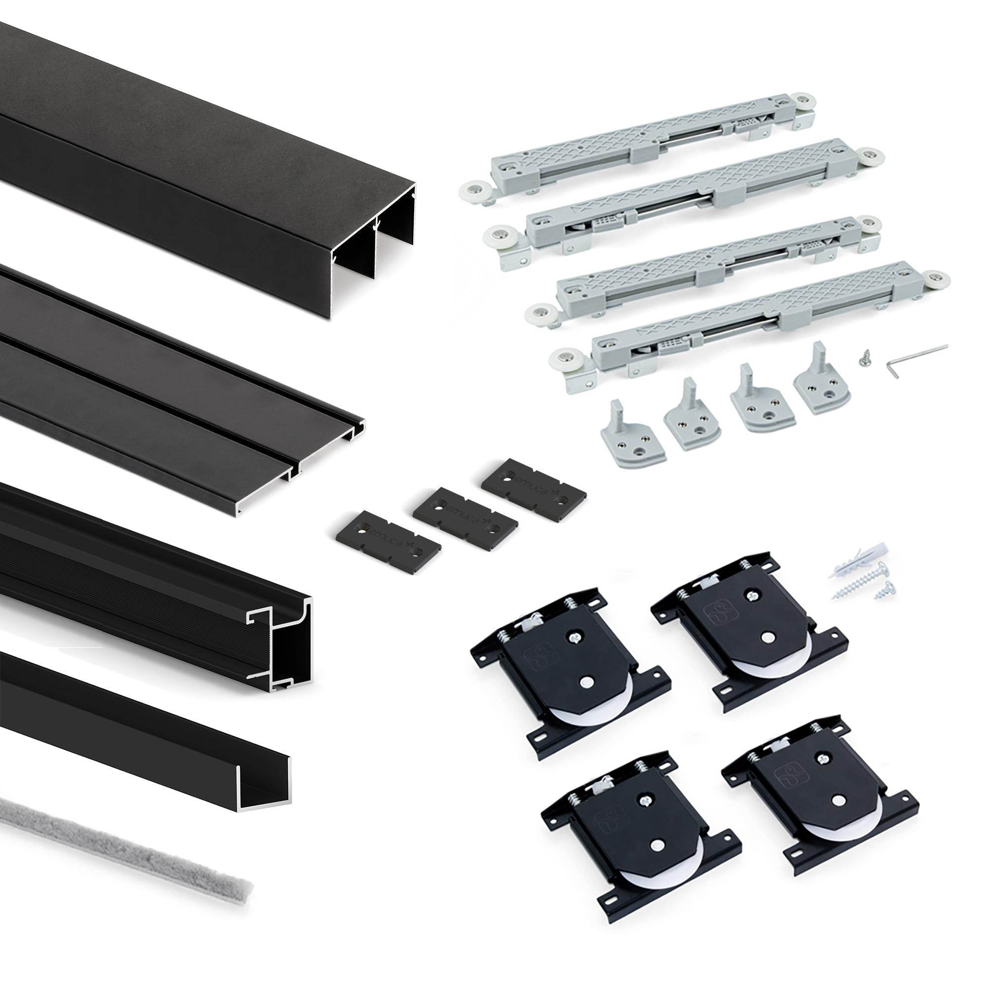 Sistema de correr Placard 74 para roupeiro de 2 portas com perfis Sharp espessura 16 mm - FCL