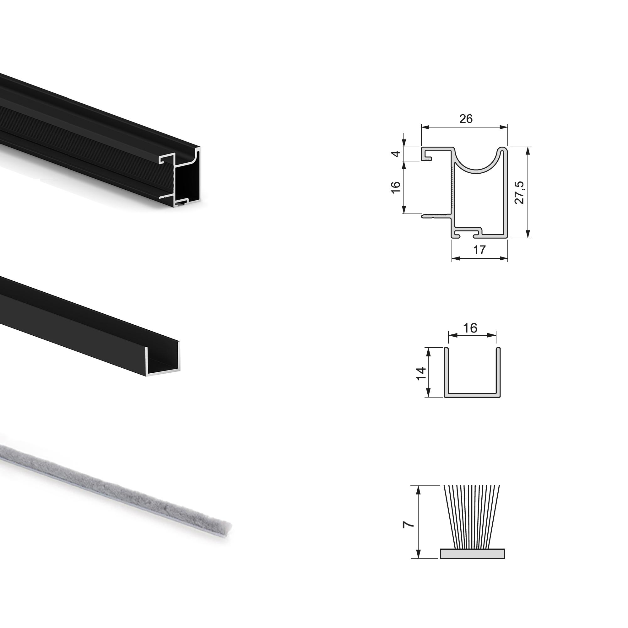 Sistema de correr Placard 74 para roupeiro de 2 portas com perfis Sharp,16 mm, fecho suave - Image 4