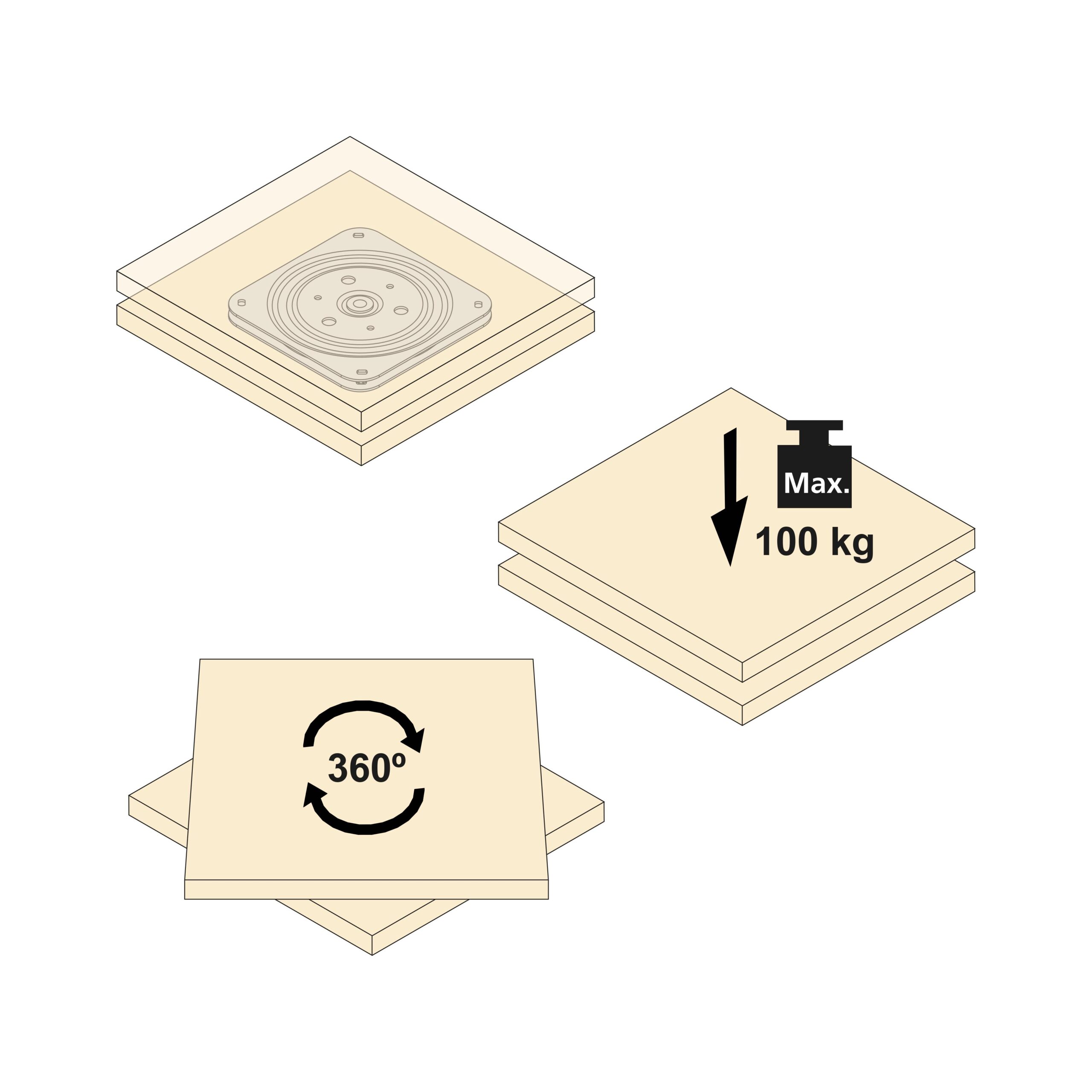 Base giratória rotação Giro 4, 100 Kg, Aço - Image 11