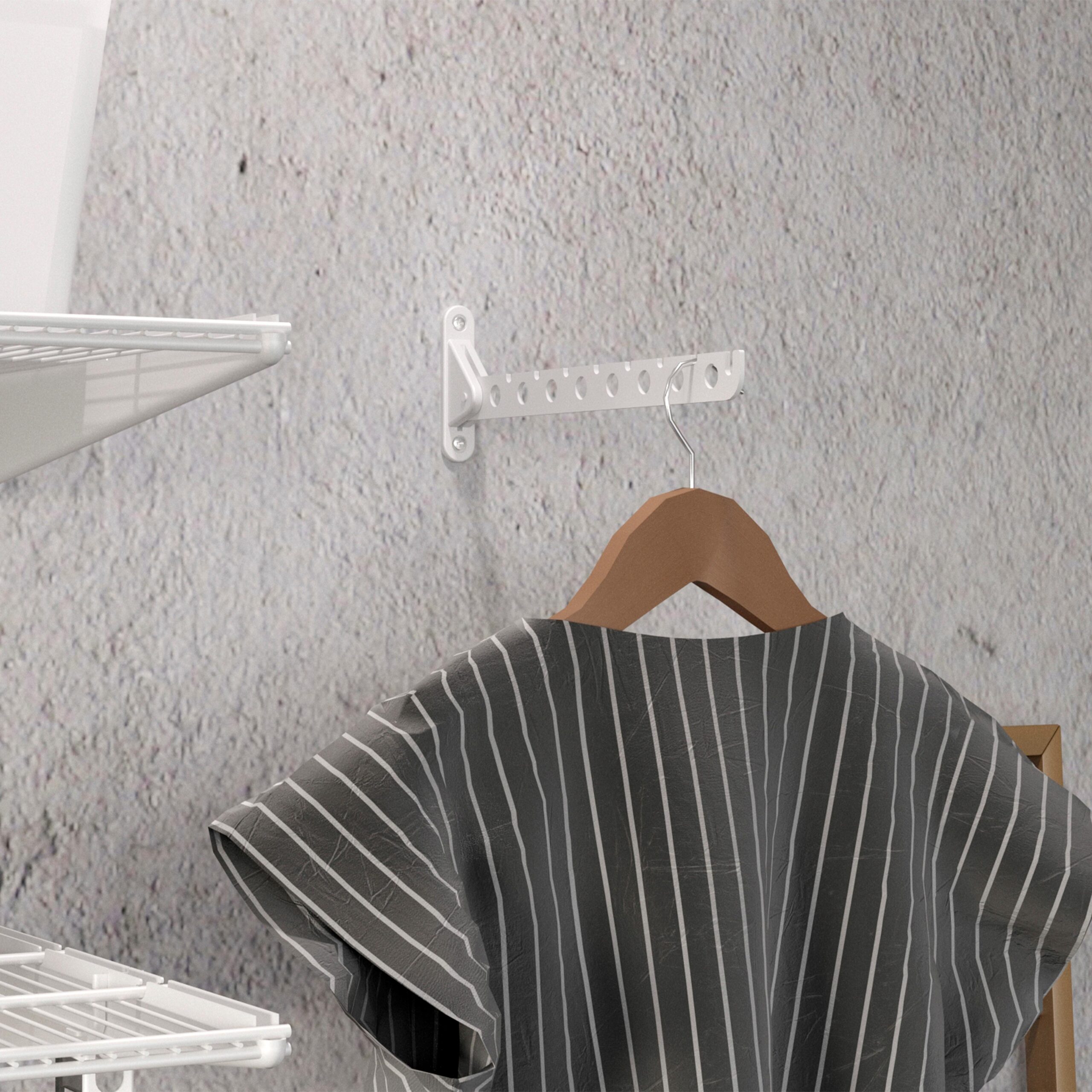 Suportes de cabides rebatíveis para roupeiro Jagmet, Pintado branco, Aço, 1 kit - Image 2