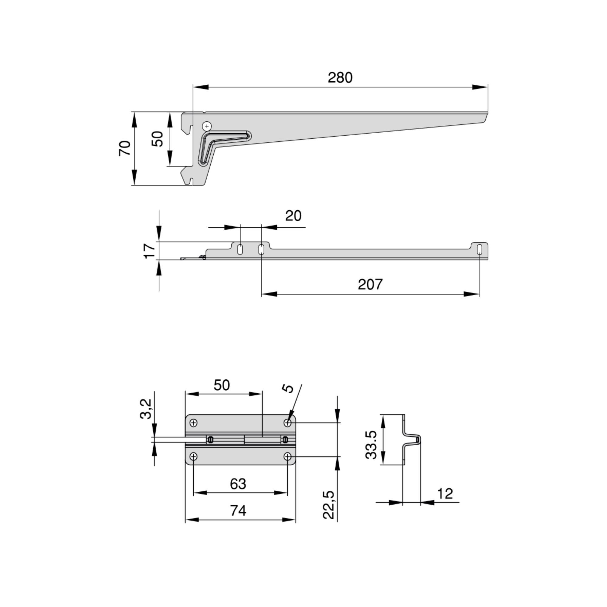 Suportes para prateleira e placas de fixação à parede Jagmet, Pintado branco, Aço, 1 kit - Image 9