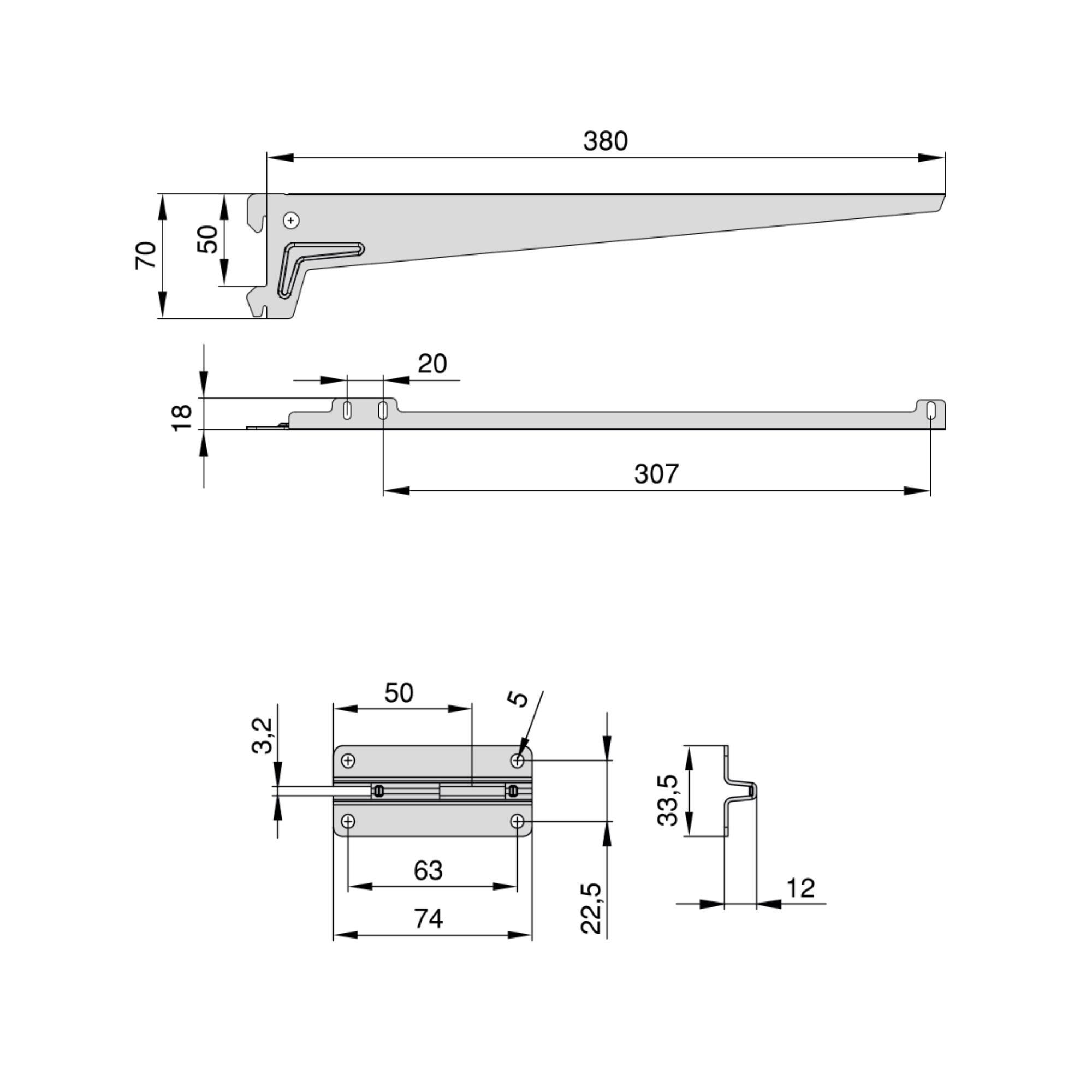 Suportes para prateleira e placas de fixação à parede Jagmet, Pintado branco, Aço, 1 kit - Image 10