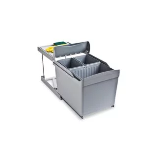 Baldes do lixo de reciclagem para cozinha, 1 x 16L + 2 x 7,5L, fixação inferior e extração automática - FCL