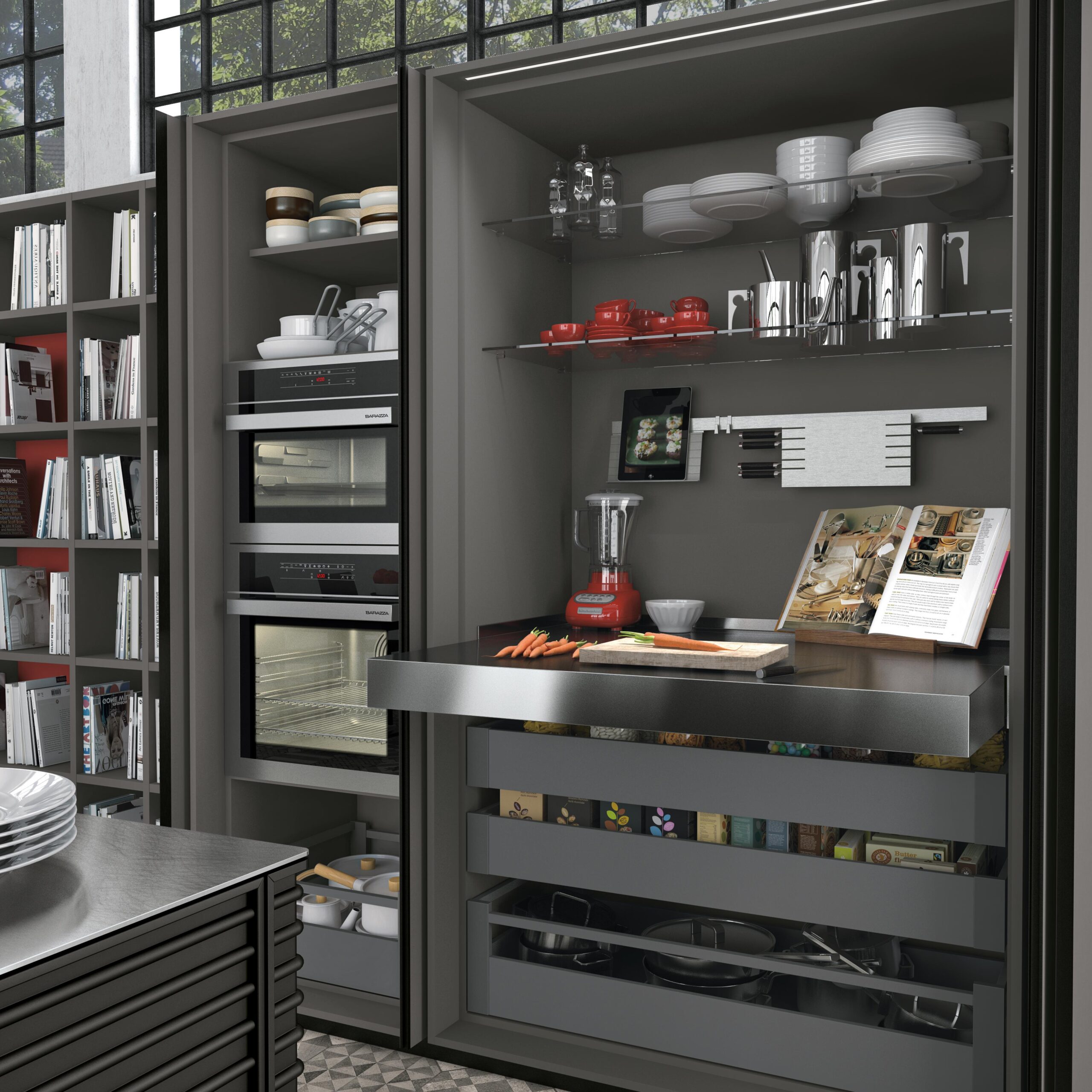 Corrediças para mesa extensível e elevatória Oplà Folding+39 M120, Champanhe anodizado, Alumínio - Image 3
