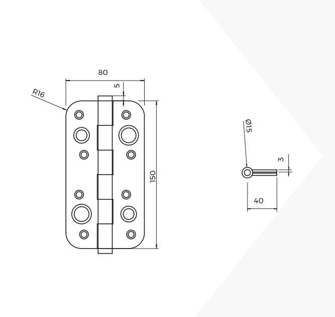Dobradiças de segurança para portas, 150x80mm, Aço, 5 unid - Image 4