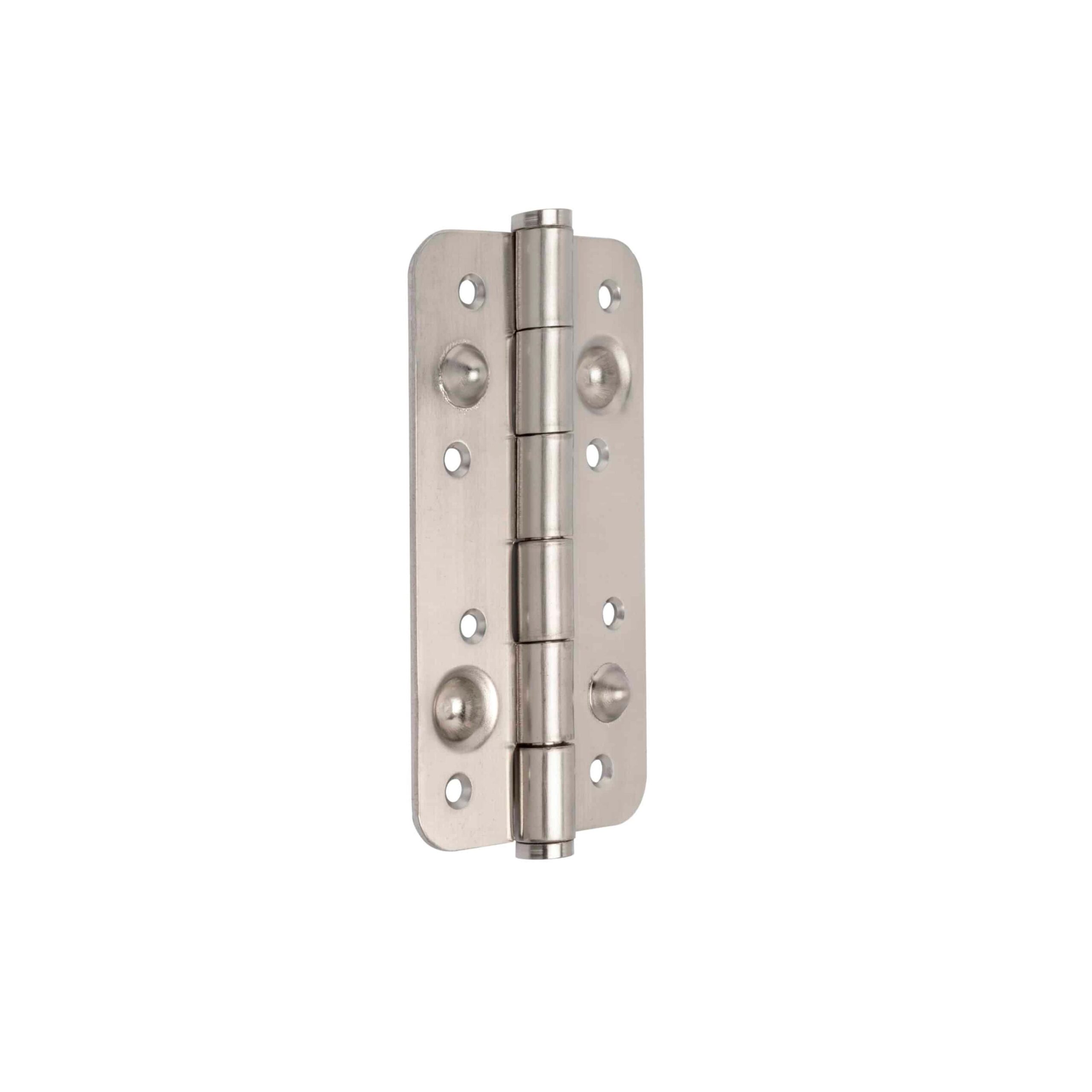 dobradiças de segurança para portas, 150x80mm, dobradiças anti-alavanca com cantos arredondados, sem guarnição, Aço, Níquel satinado - FCL