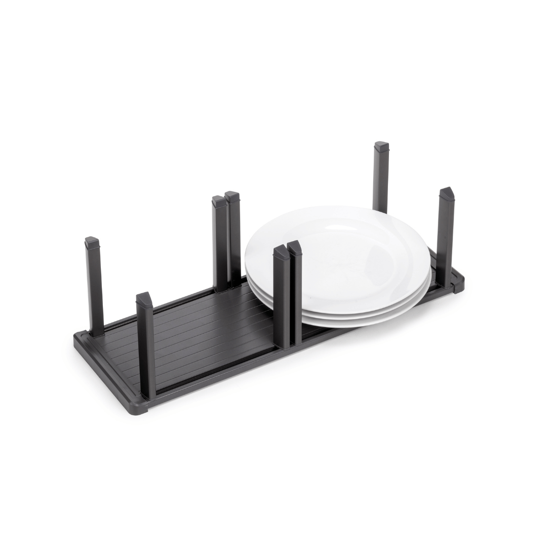 Suporte de pratos para gaveta Orderbox, 159x468mm, Cinza antracite, Alumínio e plástico