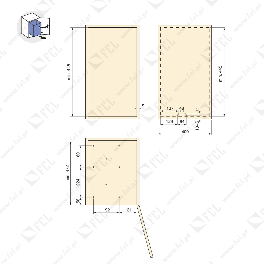 Balde do lixo para reciclagem, fixação inferior e remoção automática, aço e plástico, cinza antracite - Image 7