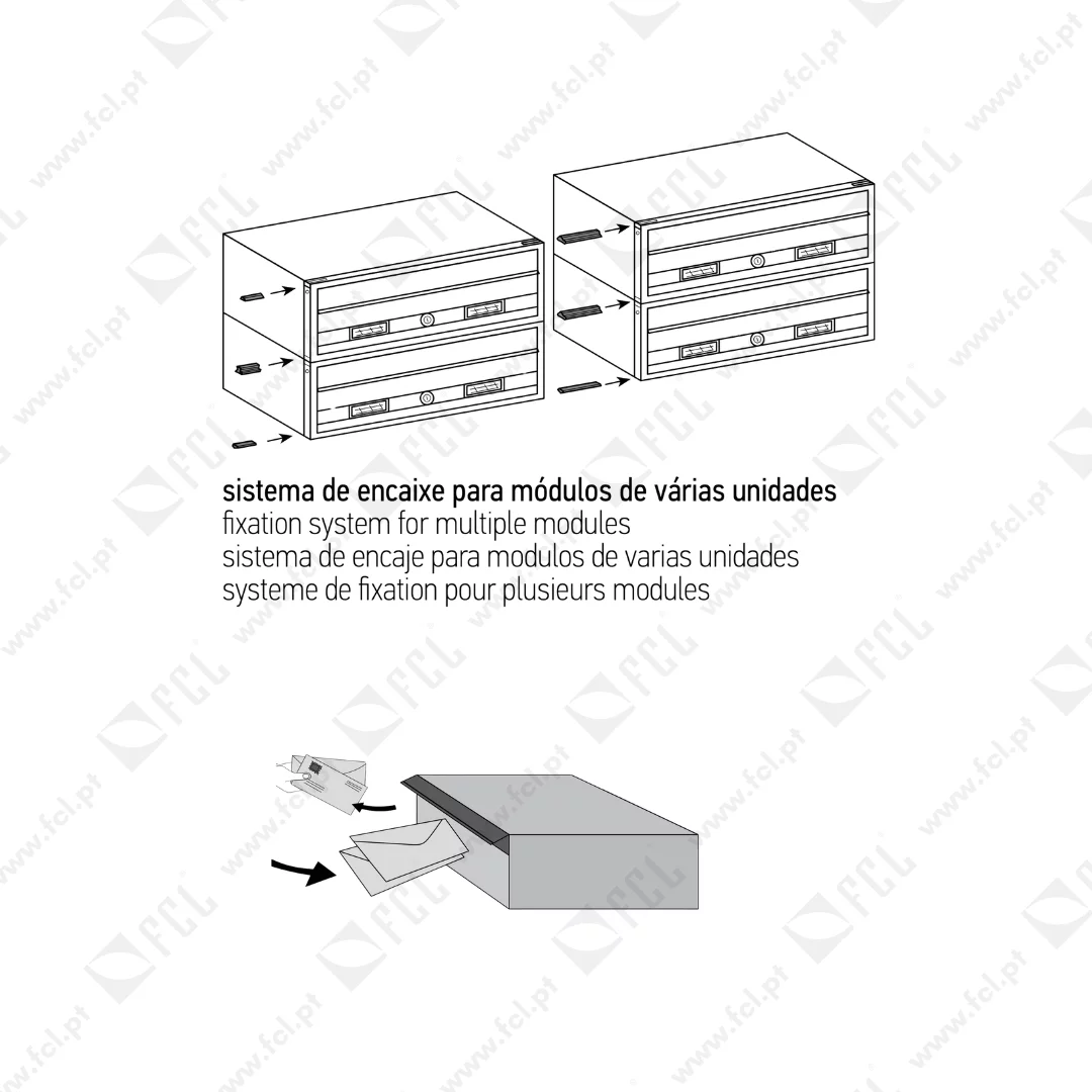 Esquema módulos caixa de correio ref.4500 e 4700-FCL