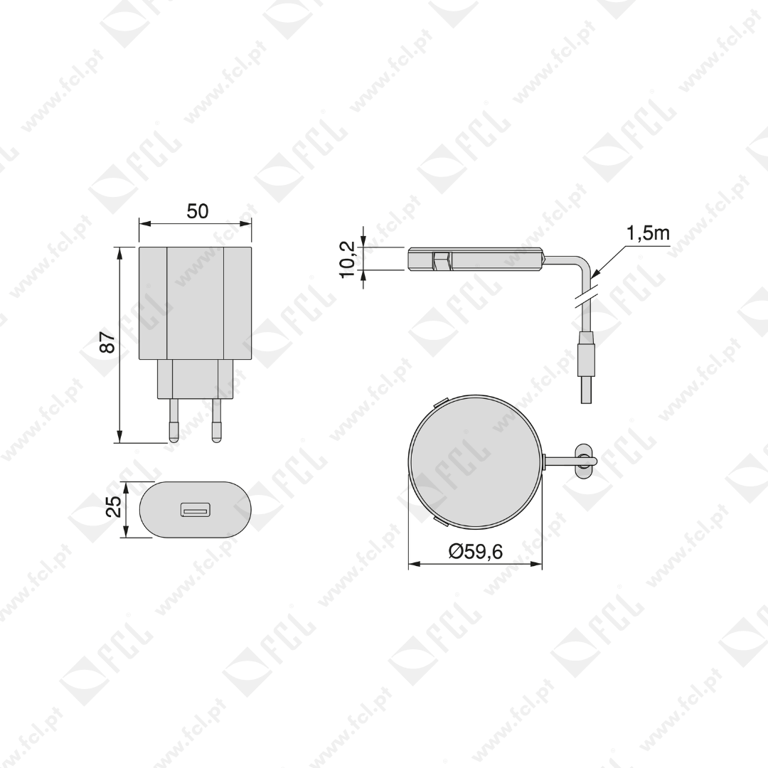 Carregador Superfície sem fios móvel Airtop 2 com USB-A - FCL