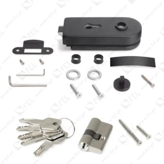 Fechadura para porta de-vidro com caixilho de madeira cilindro com chaves para porta de vidro 8-12mm alumínio preto - FCL