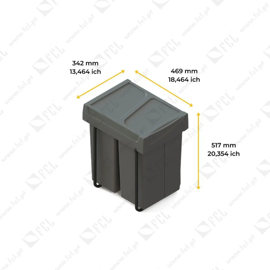 Balde do lixo extraível 2x25l, medidas- FCL