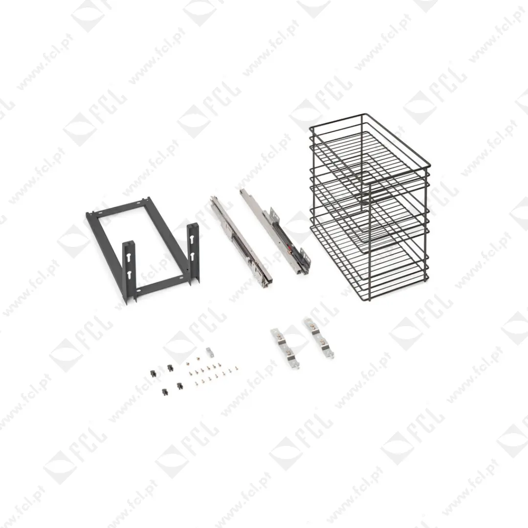 Carrinho Titane extraível com montagem inferior com fecho Soft módulo 300mm antracite - FCL
