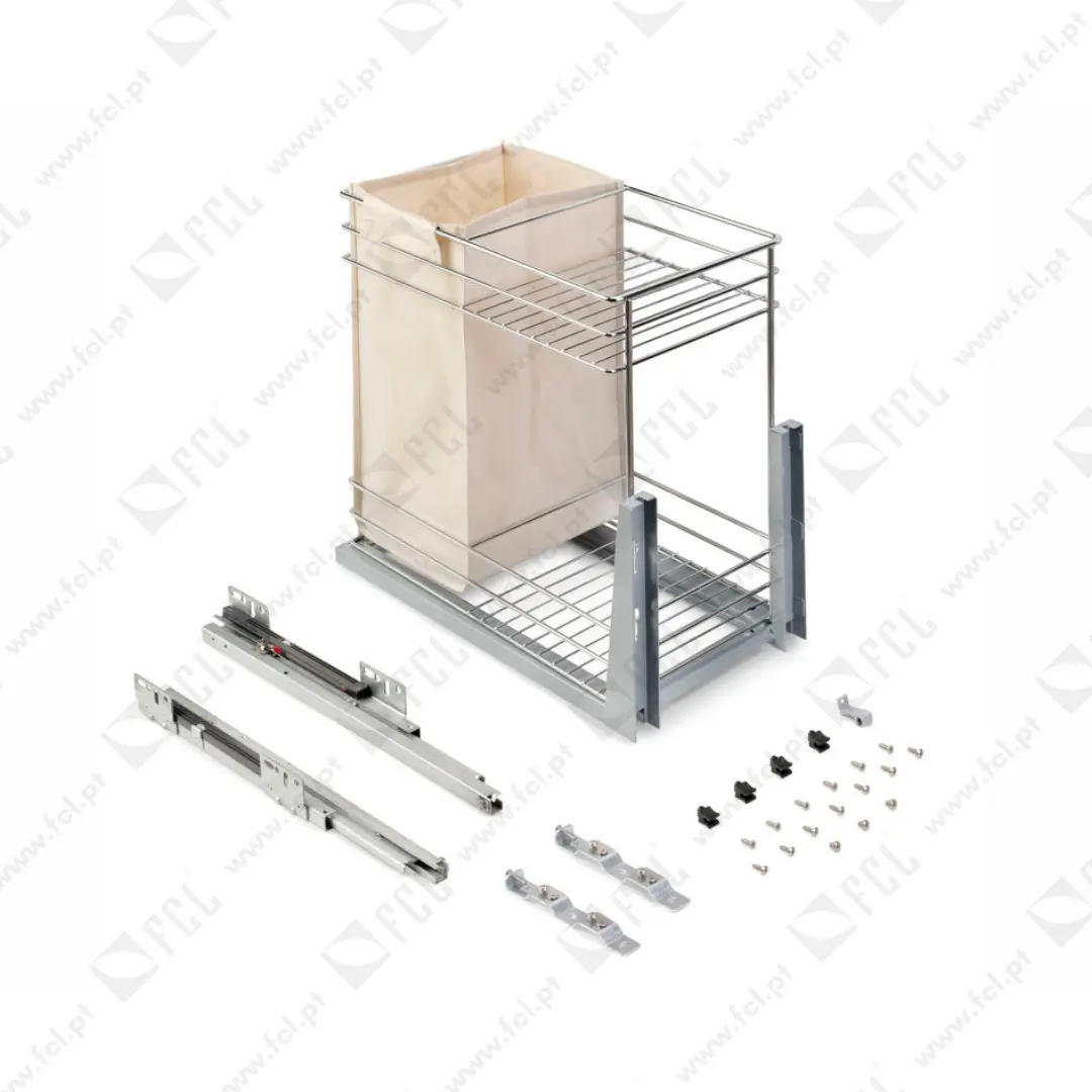 Carrinho extraível cestos e carrinho pão fecho Soft M 300mm Aço Cromado - FCL
