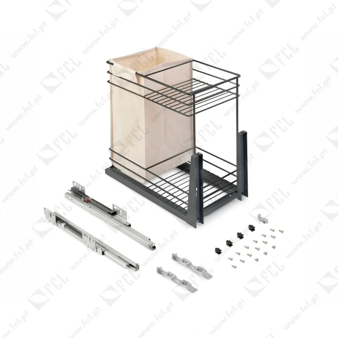 Carrinho extraível cestos e carrinho pão fecho Soft M300mm Aço, cinza antracite - FCL