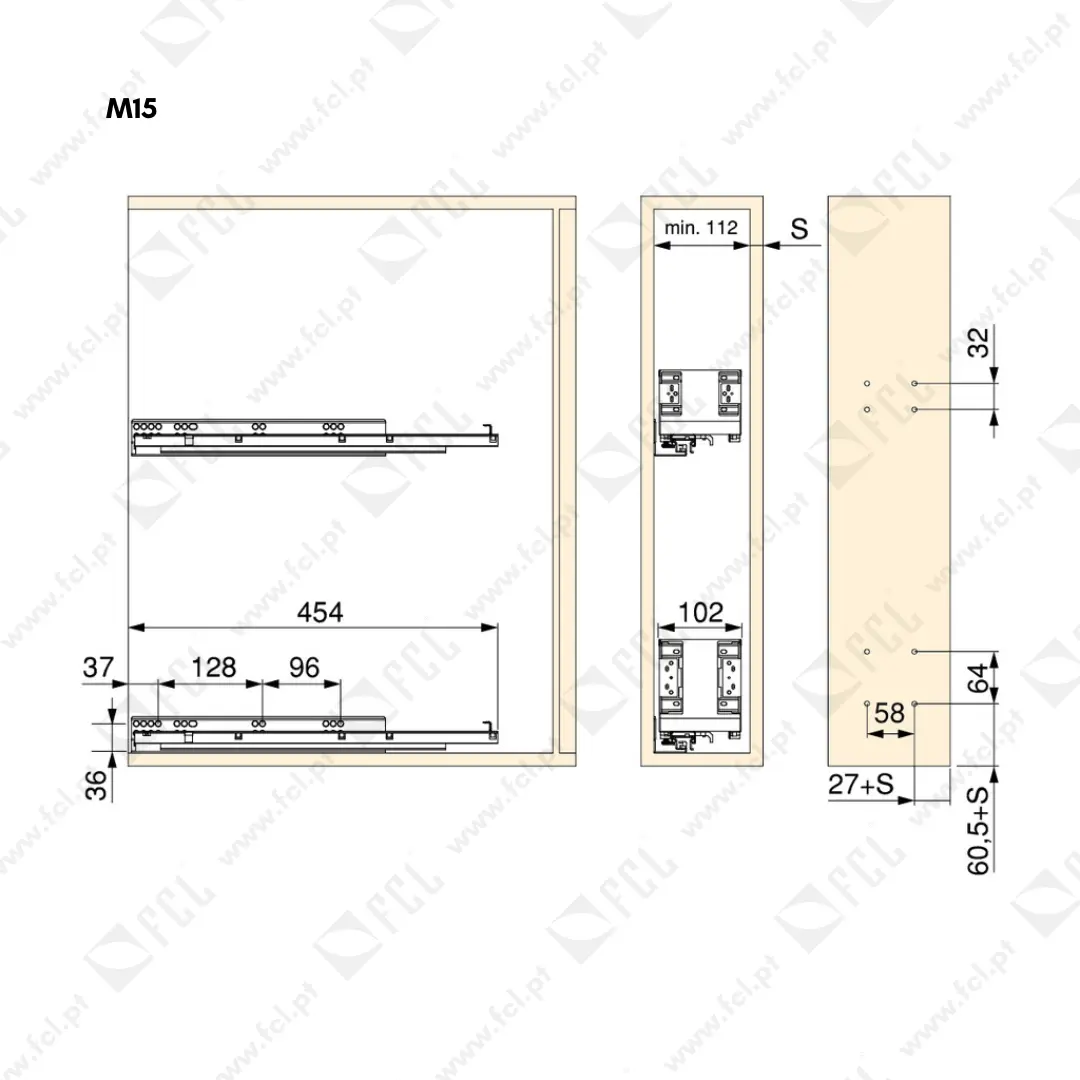 Garrafeira lateral extraível Titane Simplex fecho suave antracite medidas m15 - FCL