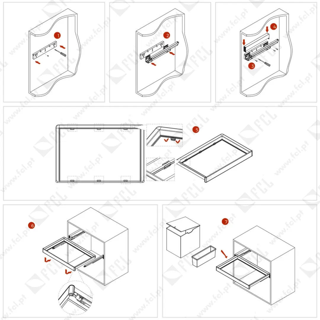 Kit de 2 bandejas auxiliares 1 cesto e estrutura ajustável Quartz - FCL