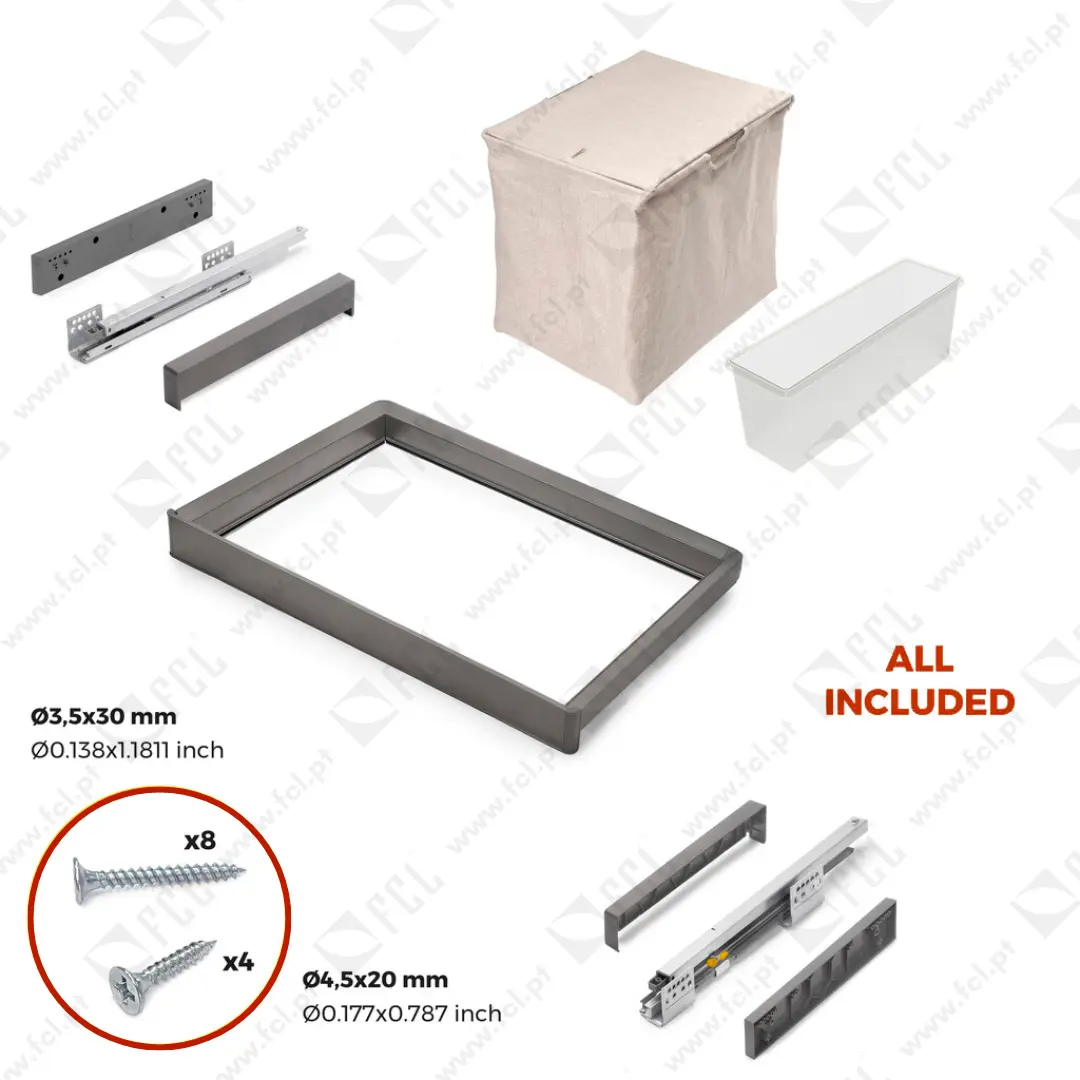 Kit de 2 bandejas auxiliares 1 cesto e estrutura ajustável Quartz - FCL