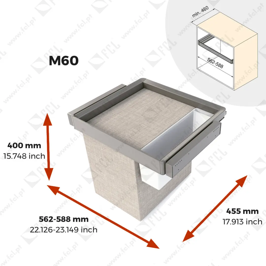 Kit de 2 bandejas auxiliares 1 cesto e estrutura ajustável Quartz M60 - FCL