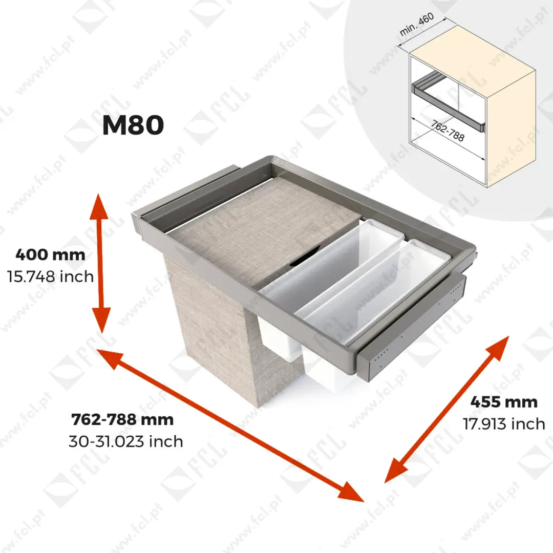 Kit de 2 bandejas auxiliares 1 cesto e estrutura ajustável Quartz M80 - FCL