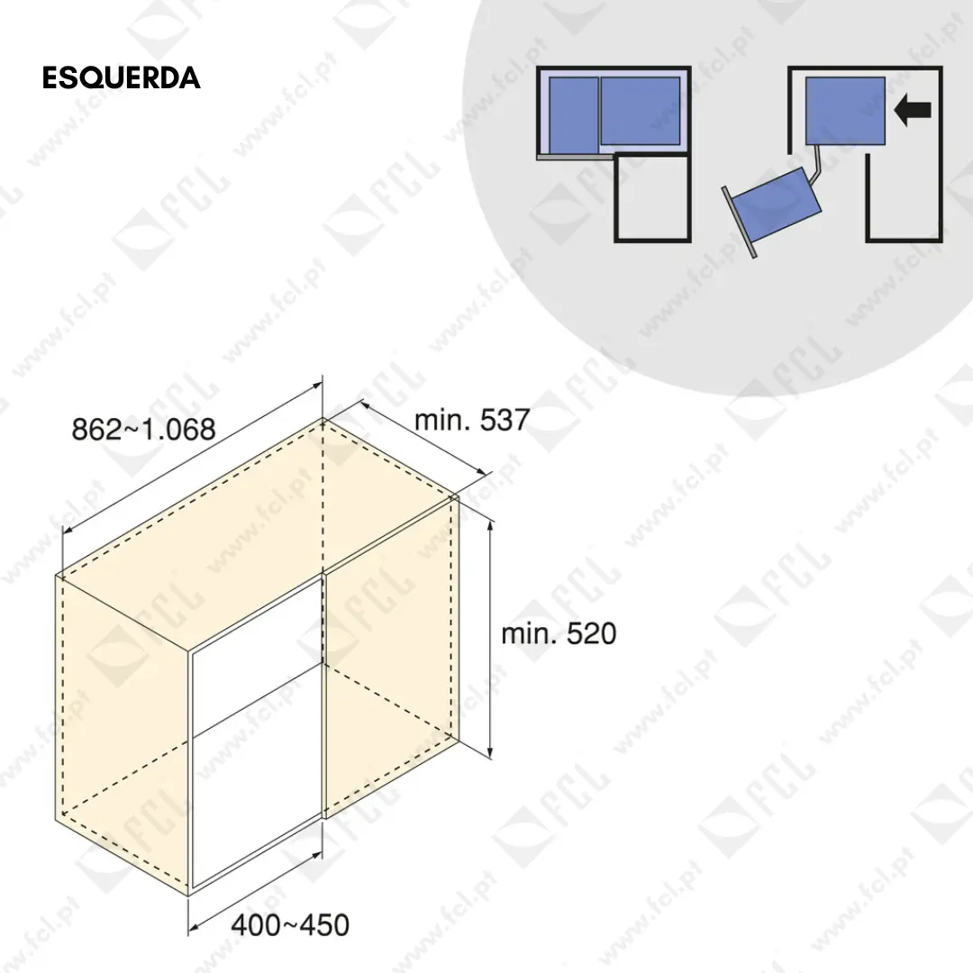 Canto mágico extraível Harmony, esquema esquerda - FCL