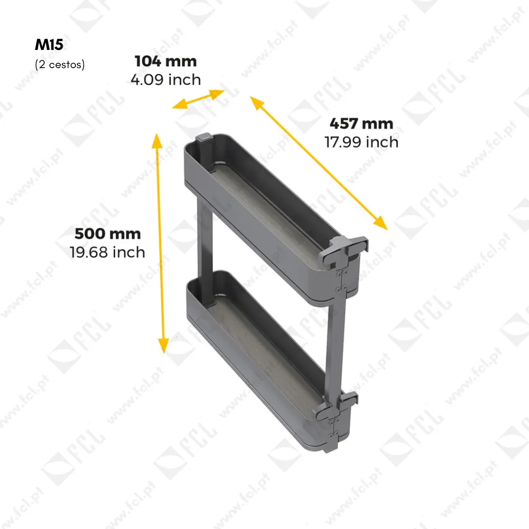 Garrafeira lateral extraível Harmony M15, 2 cestos, medidas - FCL